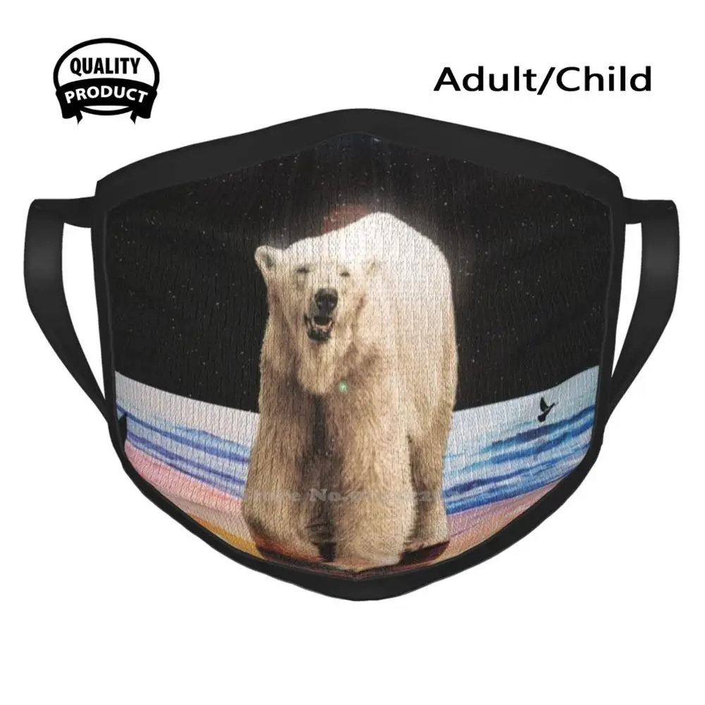 

Lone Soul Designer Black Breathable Reusable Mouth Mask Bear Polar Animals Global Warming Space Melt Moon Stars Earth