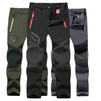Summer Hiking Pants Men Stretch Softshell Fleece Fishing Pants Outdoors Sports Tactical Waterproof Mountain Trekking Pants Mens 1