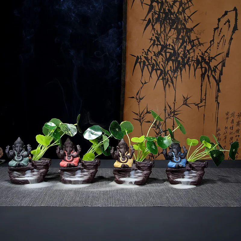 Держатель для благовоний, горелка для благовоний, песок, альпийская течёт вода, Юго-Восточная Азия, слон, Бог Ганеша, буддийский настоящий цветок