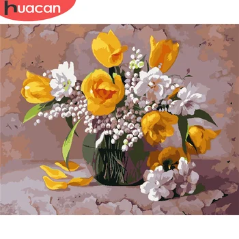 

HUACAN DIY Pictures By Number Kits Home Decoration Painting By Numbers Flower Drawing On Canvas HandPainted Art Gift