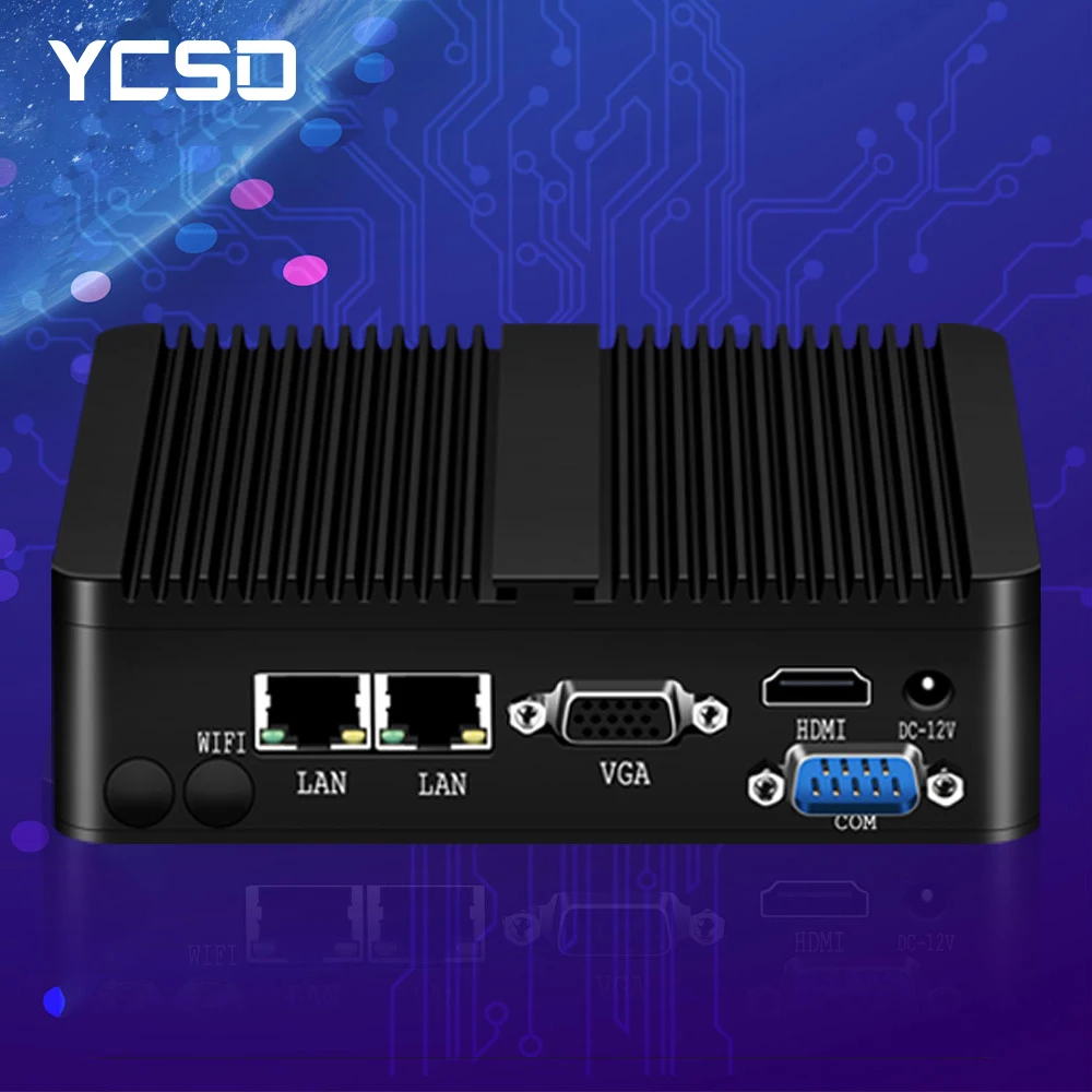Мини ПК YCSD без вентилятора Intel Celeron j1900 Win Windows 10 7 Linux тонкий клиент мини Pfsense Micro 2Lan