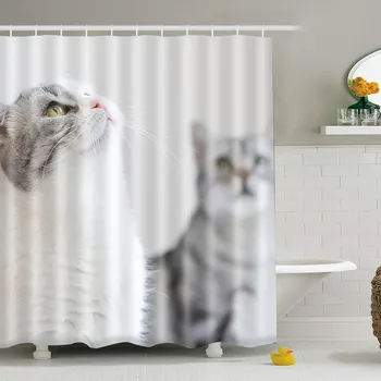 

MTMETY Funny Animal Shower curtain cat waterproof Polyester fabric washable bathroom Custom Shower Curtain With hooks