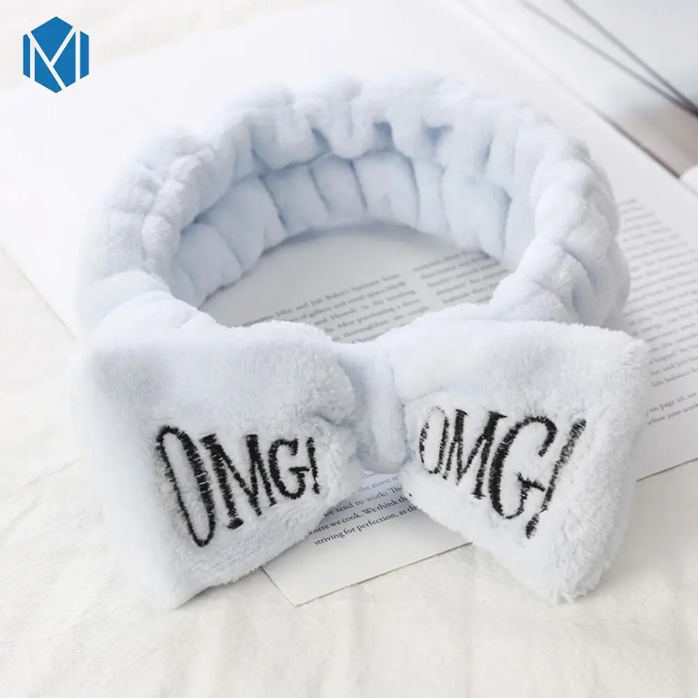 FDA019-Blue Мягкий бант для мытья женские хлопковые бархатные ободки с бантами-узлом эластичные резинки для волос для женщин мытье лица маска аксессуары для волос в виде тюрбана - Цвет: FDA019-Blue