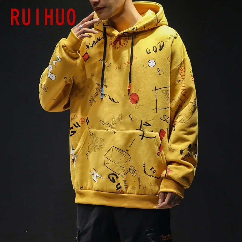 RUIHUO 2020 Новинка весны толстовка с капюшоном в стиле хип хоп Мужская модная уличная