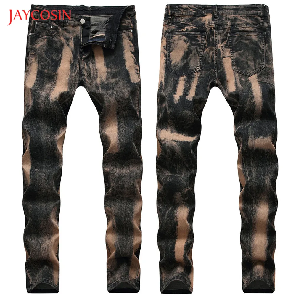 Jaycosin, новинка, мужские джинсы, модные, уличные, повседневные, крашеные, облегающие, узкие, джинсы, брюки, хлопок, деним, брюки, классические джинсы для мужчин