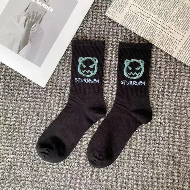 Street fashion creative Travis Scott socks interesting design pattern hip hop men socks happy novelty crew men socks 22