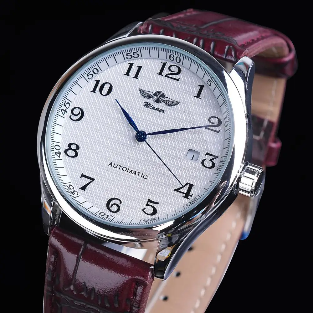 Mechanical Watch Retro Classic Design Calendar Casual Belt Blue Hands Men's Fashion Automatic Watch