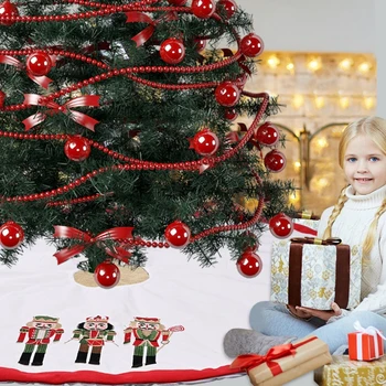 

48 Inch Christmas Tree Skirt Burlap Walnut Soldier Ornament Floor Mat Cover Xmas