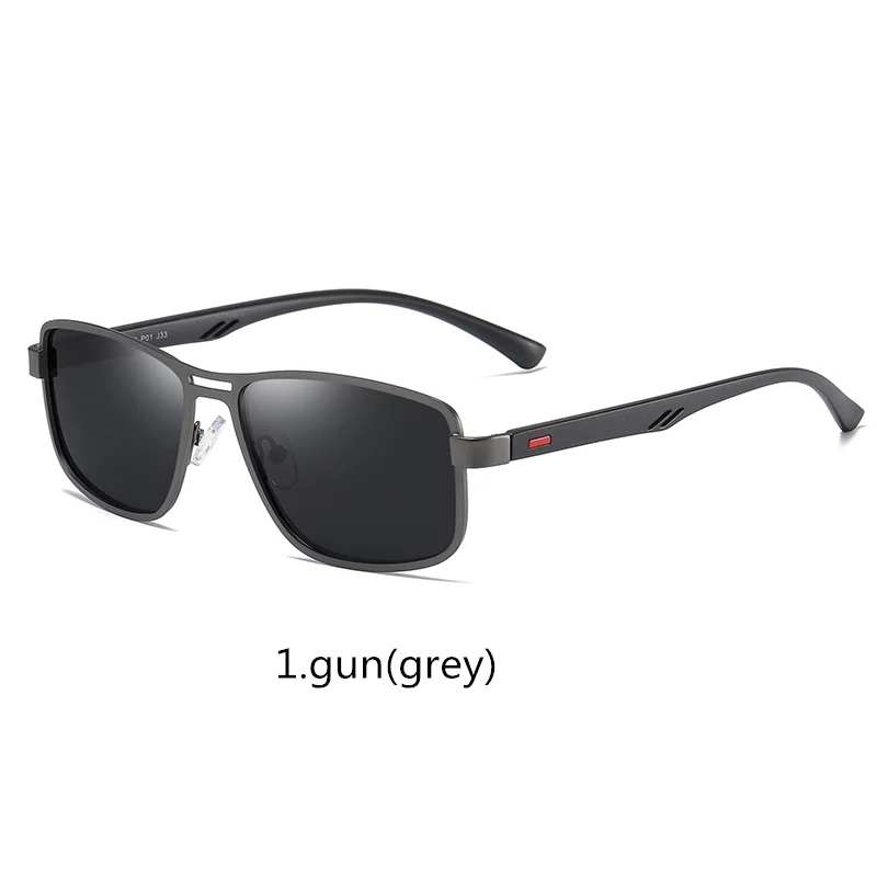 1.gun(grey) ROUPAI, солнцезащитные очки, мужские, Ретро стиль, поляризационные, брендовые, дизайнерские, квадратные, уф400, высокое качество, для вождения, синие, черные, солнцезащитные очки, zonnebril heren - Цвет линз: 1.gun(grey)