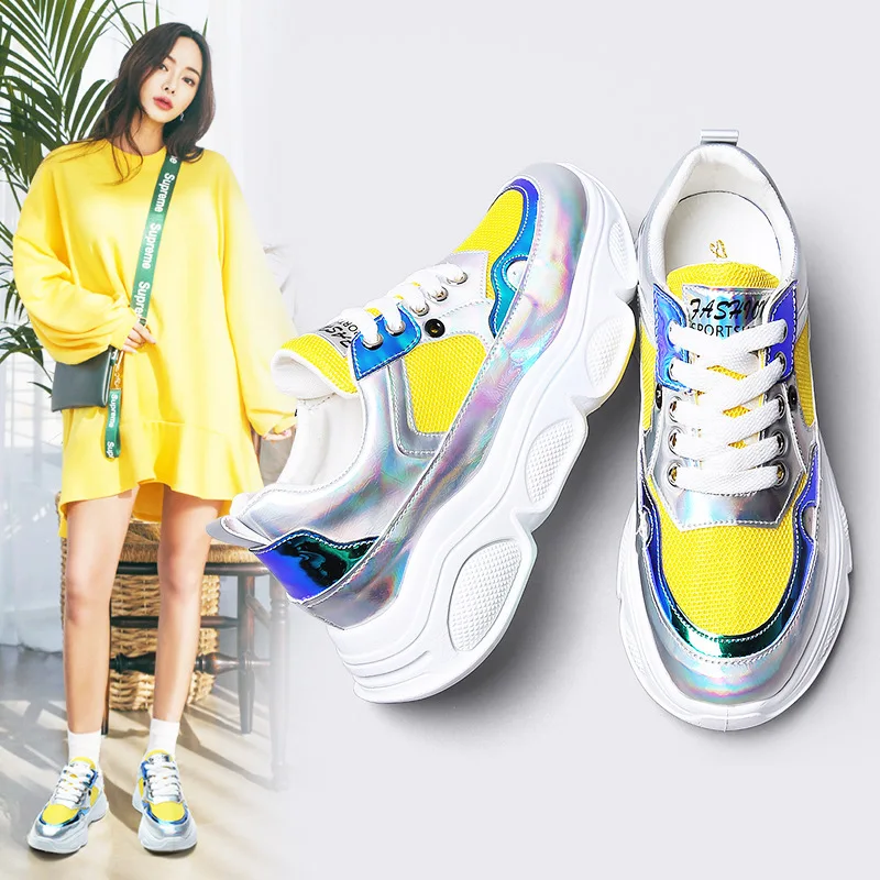 

INS Trend WOMEN'S Shoes 2019 New Style Summer Punched Sheet Surface Athletic Shoes Women's Thick Bottomed Casual Shoes Online Ce