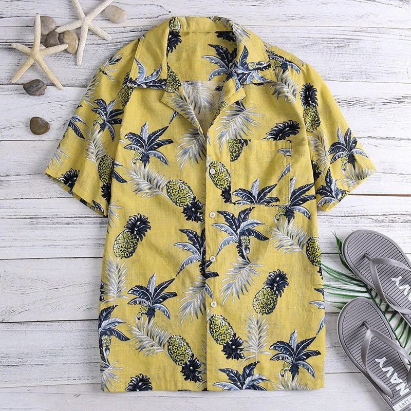 Camisas hawaianas llamativas para hombre, camisas tropicales, Vestido de manga corta con de solapa, ropa Floral para en la verano, 3XL, novedad|Camisas informales| - AliExpress