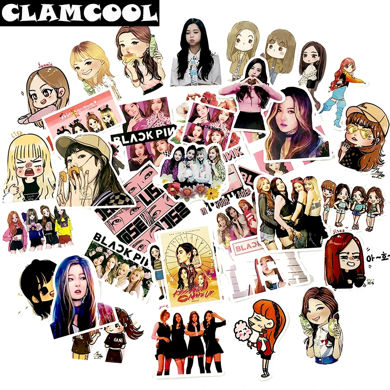 

50Pcs Korean Fashion Women's Group BLACK PINK Scrapbooking Sticker Forluggage Suitcase Skateboard Guitar Motorcycle Computer