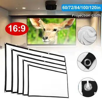 

Outdoor 16: 9 Projection Screen Cloth Soft Screen 4K 3D HD Projector Movie 60/72/84/100/120inch Foldable for Home Camping Film