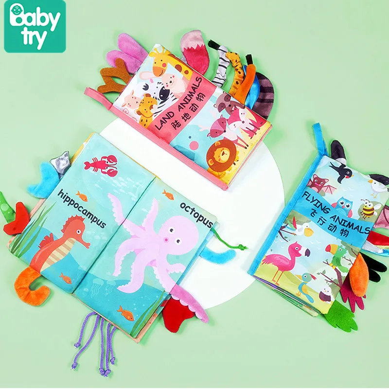 

Baby Cloth Books for Montessori Toys 0 12 months for Toddlers 1 Year Old Education Toys for Animal Memories Touch Feel Tail Book