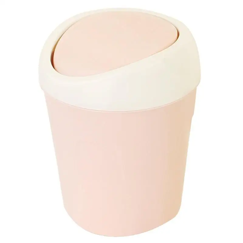 Пластиковый мини мусорный ящик для мусора на столе, баррель для домашнего офиса, мусорный бак - Цвет: Light Pink