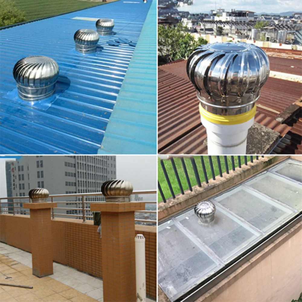 201/304 Stainless Steel Roof Ventilator Wind Turbines Air Vent 110mm 150mm 160mm 200mm Pipefit Attic Ventilating Fan