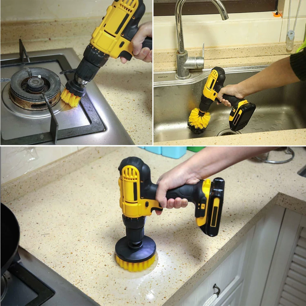 3 шт. плиточные затирки насадка в виде щетки мощный жесткий очищающий устройство для чистки ванн Набор насадок щетка Аккумуляторная дрель для чистки бассейна