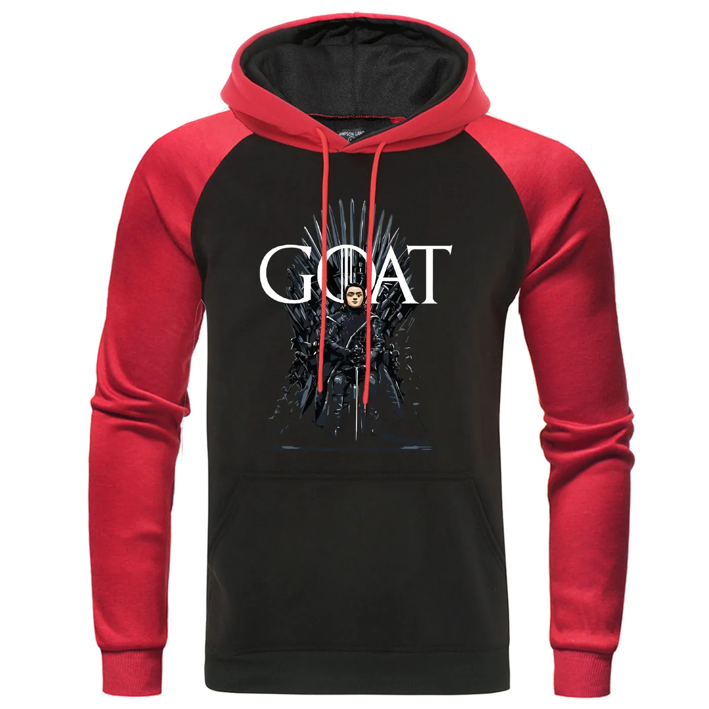 Arya Stark Goat, толстовки с капюшоном, Игра престолов, толстовки, Толстовка для мужчин, осень, теплый реглан, Мужской пуловер, Harajuku, уличная толстовка с капюшоном - Цвет: red black 6