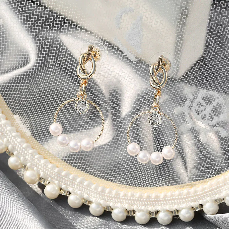 Elegant Pearl Earrings For Women Gold Geometric Long Tassel Dangle 2020 Romantic Wedding Party Jewelry Christmas Gift | Украшения и