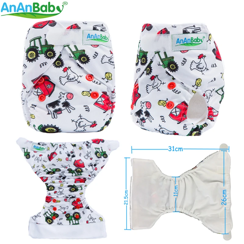 

New Reusable Baby Diaper with Insert Cartoon Print Newborn Cloth Diaper 1pcs With Microfiber Inserts