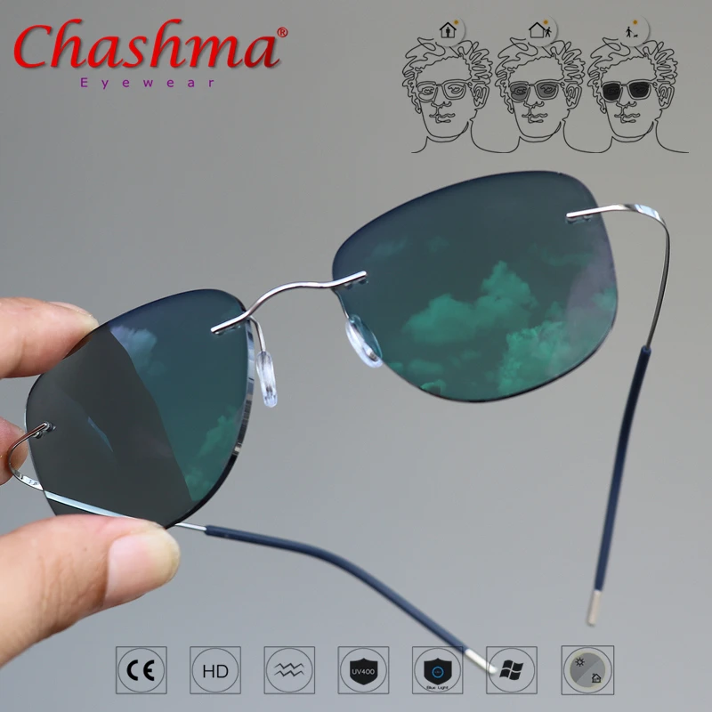 Titanium Transition Aviation Sunglasses Photochromic Reading Glasses