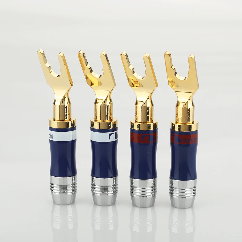 8 шт. позолоченный медный вилочный соединитель для динамика|connectors gold|connector