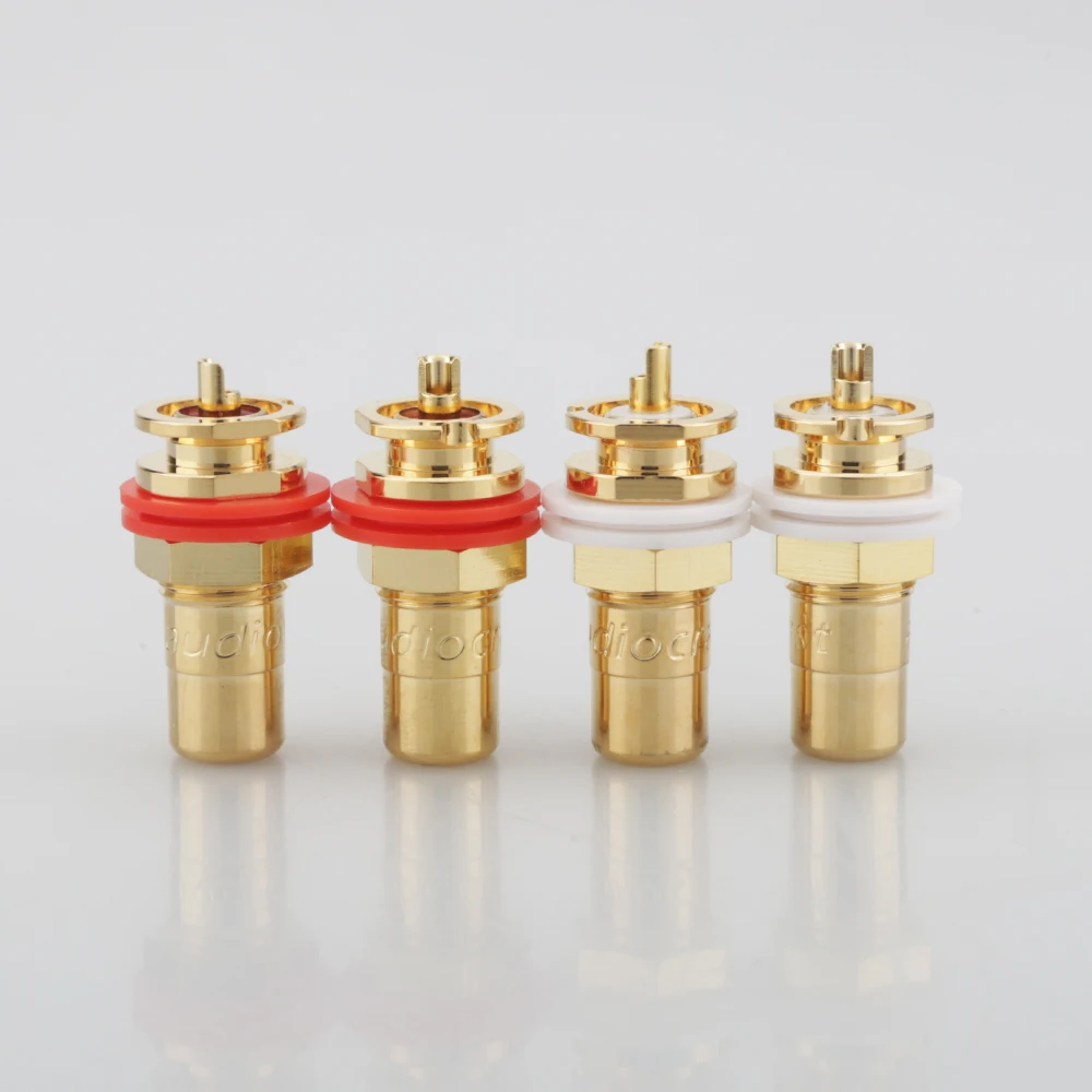 

Free shipping 4PCS Audiocrast Socket Rca Socket brass Gold Plated RCA Socket HIFI RCA Socket RCA JACK Adapter