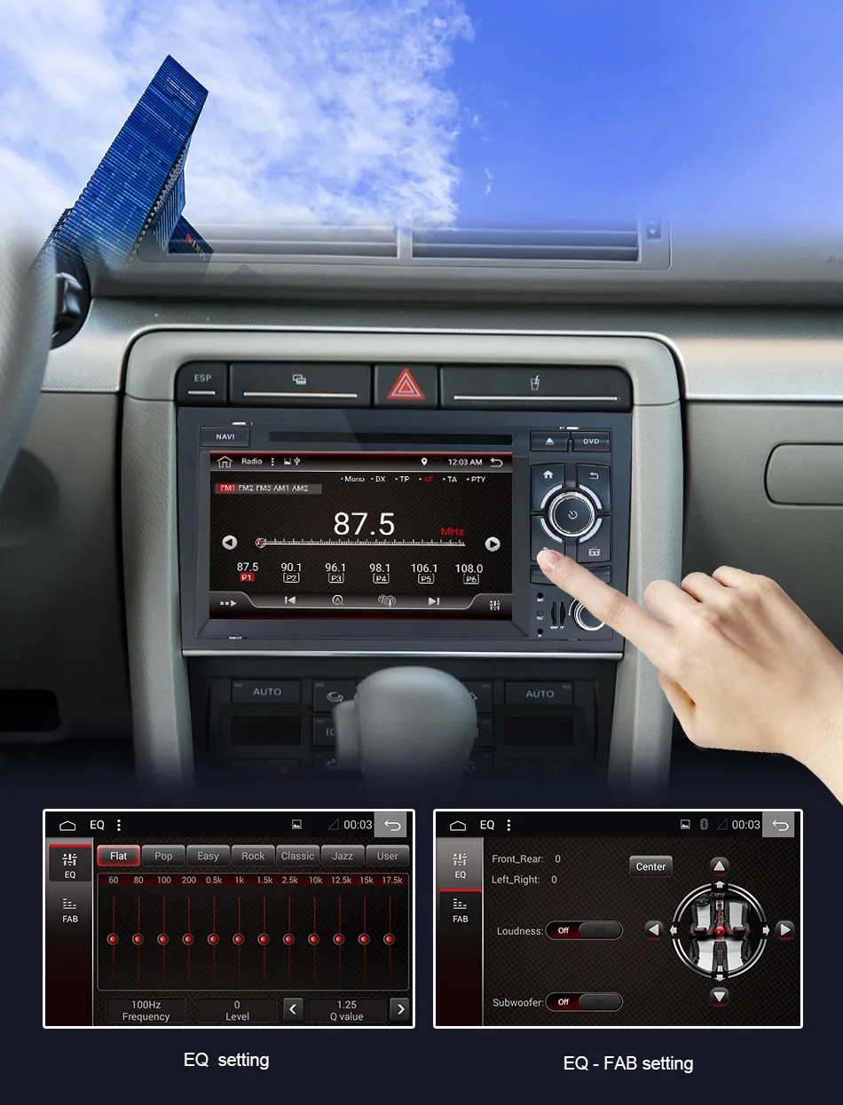 Eunavi 7 ''Автомобильный dvd стерео плеер Android 9,0 gps 2 Din Авторадио для Audi A4 S4 2002-2008 Восьмиядерный Радио Навигация Wifi FM rds