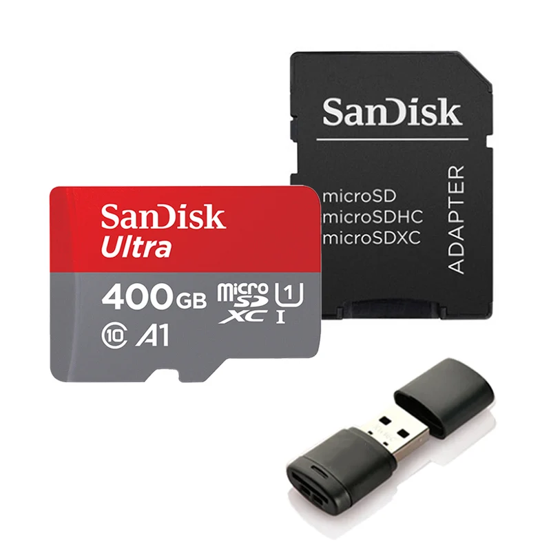 SQUNC-400G-KT2-C286 SanDisk Ultra карты памяти 400 Гб 256 ГБ 200 ГБ 128 Гб 64 Гб 98 МБ/с. 32 Гб оперативной памяти, 16 Гб встроенной памяти Micro sd карты Class10 UHS-3 A1 флеш-карты памяти SD/TF карты памяти Microsd карта - Емкость: SQUNC-400G-KT2-C286