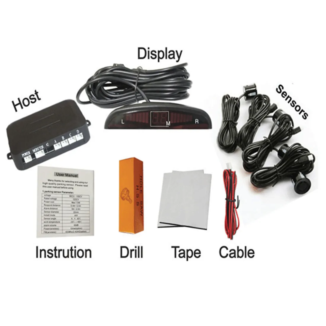 

Car Parking Sensor Kit 22mm Backup Monitor System Reverse Backup Radar Monitor System Auto Parking Radar Backlight LED Display