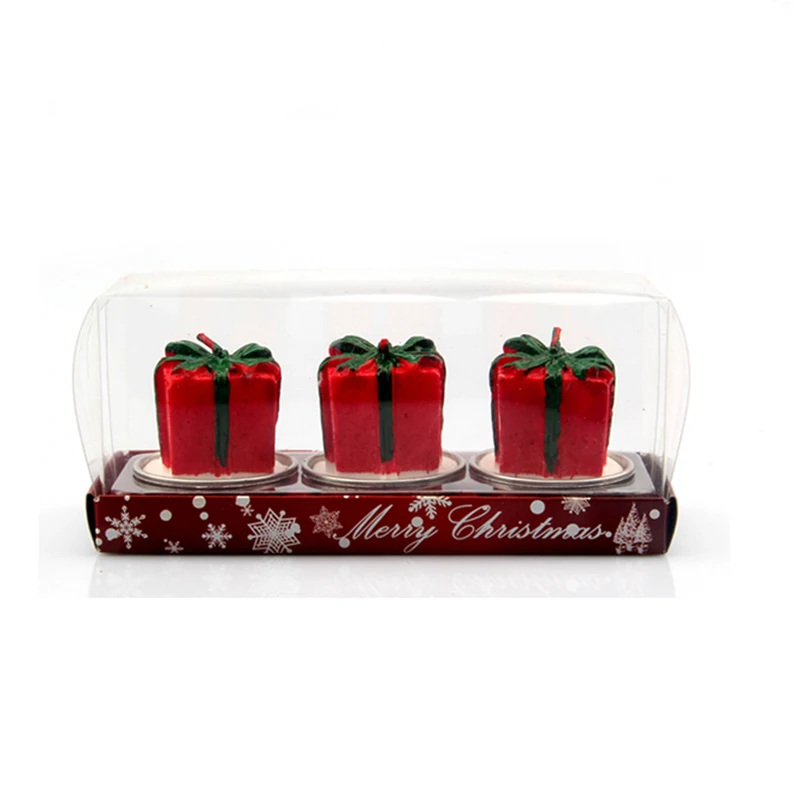 present box 3 шт Navidad Санта-Клаус рождественские свечи отмечание праздника новогодние вечерние праздничные украшения - Цвет: present box