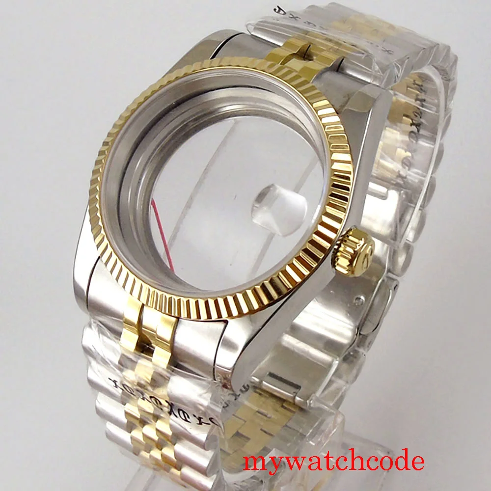 36mm Parnis Watch Case With Bracelet Two Tone Gold Plated Fit MIYOTA