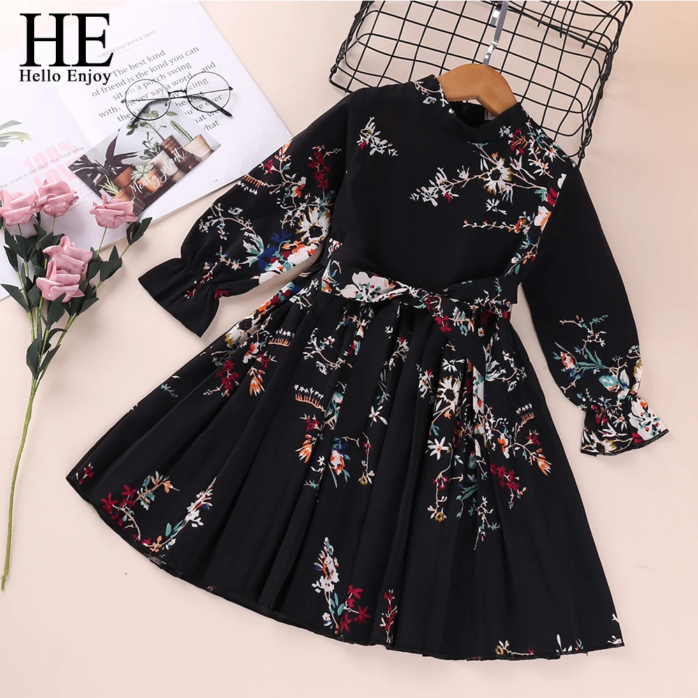 HE Hello Enjoy/платья для девочек; Осенняя одежда для новорожденных девочек с длинными рукавами и бантом; Элегантное вечернее платье принцессы; Повседневная детская одежда|Платья| | АлиЭкспресс