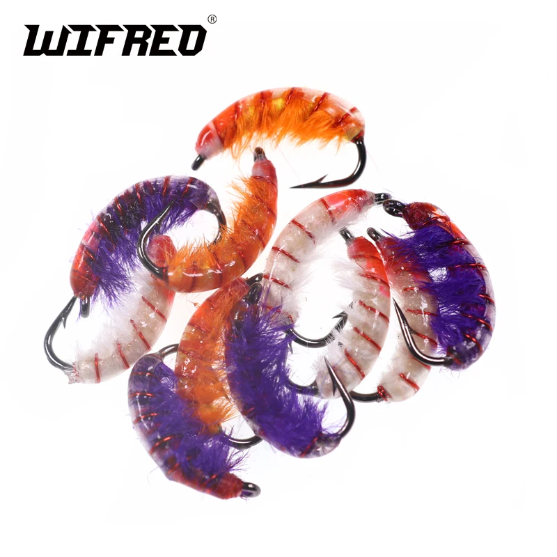 

Wifreo 6PCS #10 Weighted Scud Fly Nymph Shrimp Bug Worm Trout Fishing Bait Lure with Barbed Hook Cezch Nymphing Crappie Carp Fly