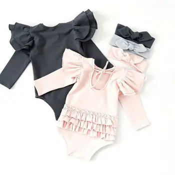 

Newborn Baby Girl Clothes Long Sleeve Ruffle Romper Jumpsuit Overall Outfits Set
