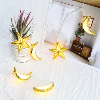 

10 Led waterproof IP44 Star Moon Home Decorative Lights String Eid Bedroom Decorative Lights String