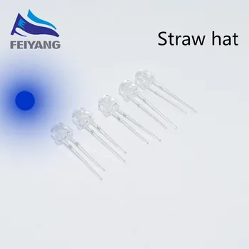 

500pcs 5mm Straw Hat Blue LED Diode Water Clear 5 mm High Brightness Transparent Light Emitting Diode LED Lamp DC 3V 20mA