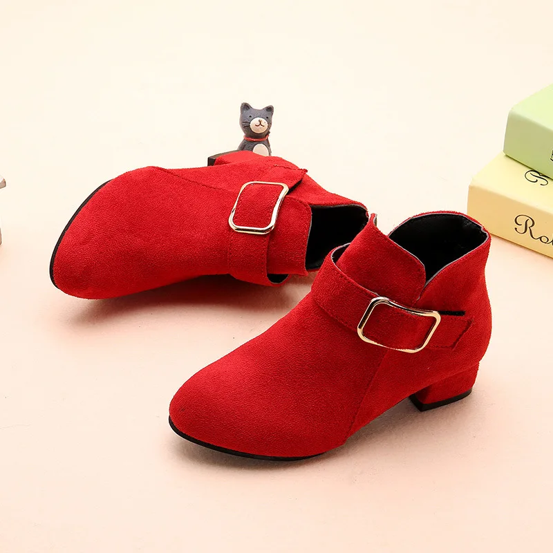 JUSTSL ботинки для девочек осень-зима детская маленьких размеров на высоком каблуке; туфли принцессы Детские модная обувь Размеры 27-37