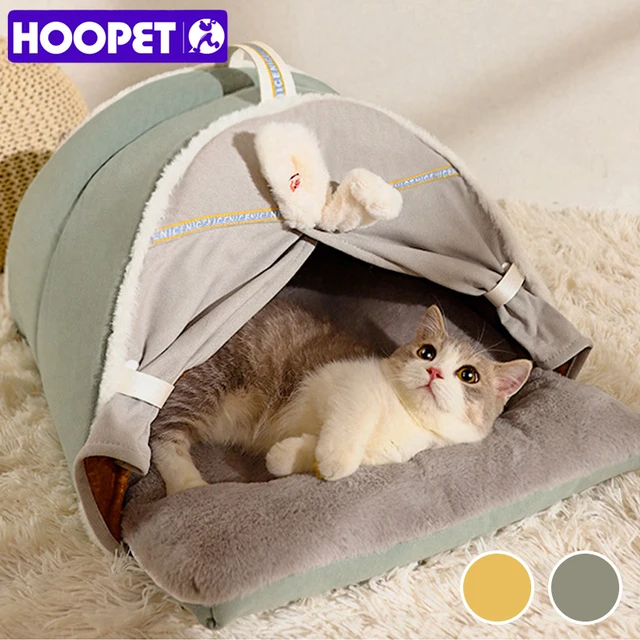 HOOPET Winter Cat Tent Warm Bed for Cats Sleeping Removable Thick Cushion for Dog Sleeping Sofa Cat Nest House Pet Supplies 1