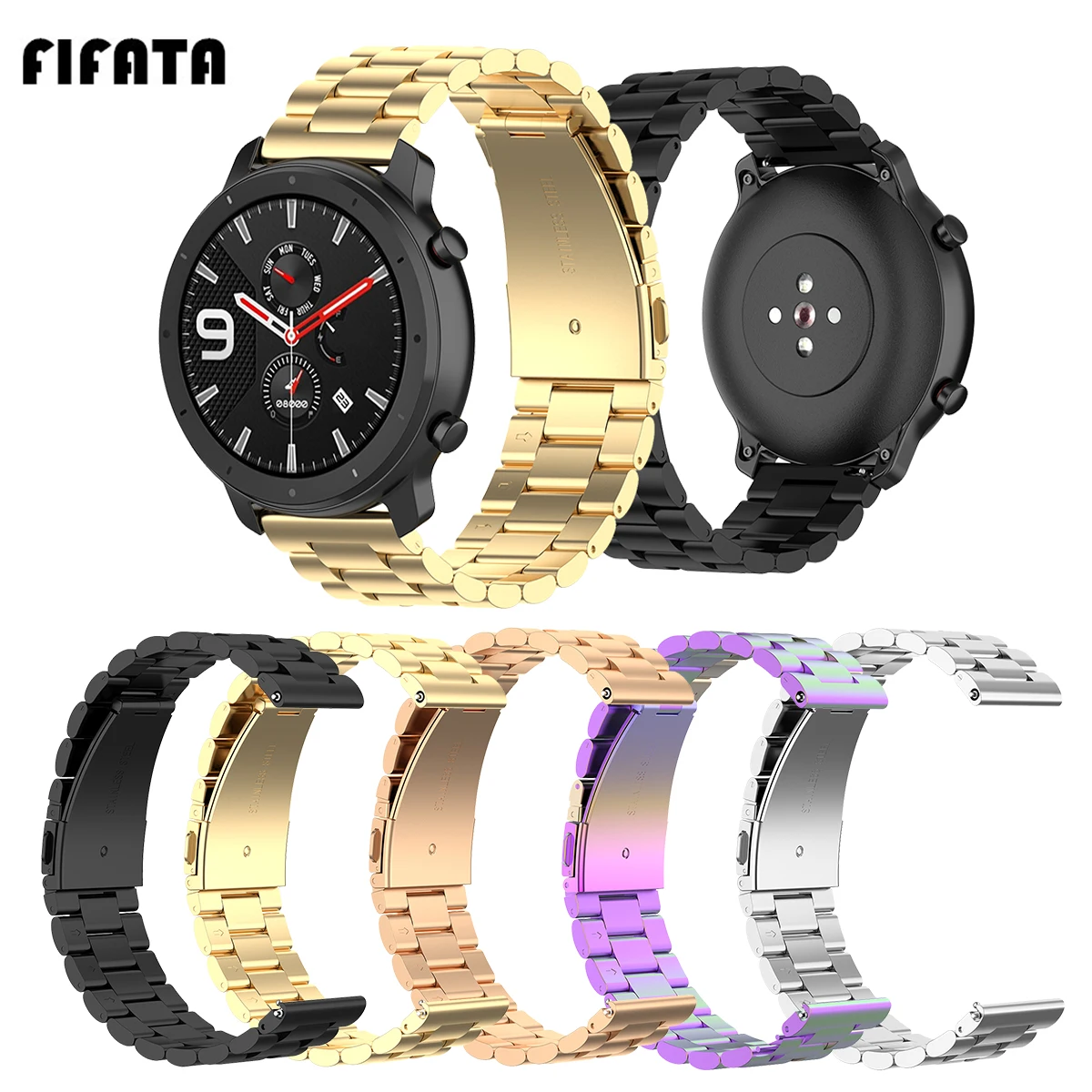 

FIFATA 20 22mm Stainless Steel Metal Watch Strap For Huami Amazfit GTR/Huawei GT/Samsung Gear S3 Sport Watch Replace Watch Band