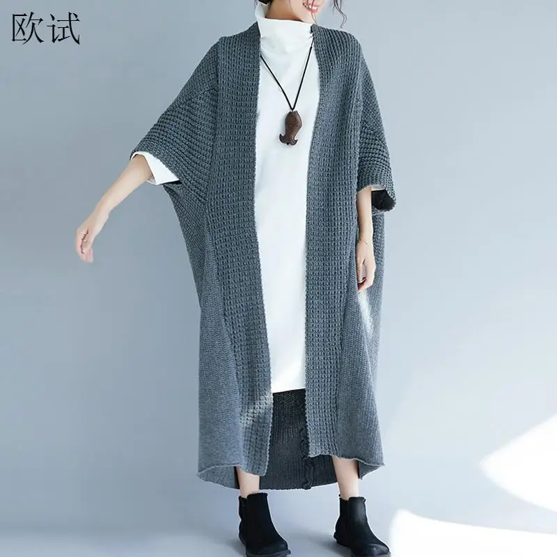 

Plus Size Autumn Winter Long Cardigan Women Batwing Sleeve Sweater Knitted Cardigans Woman Oversized Casual Clothes Sweaters