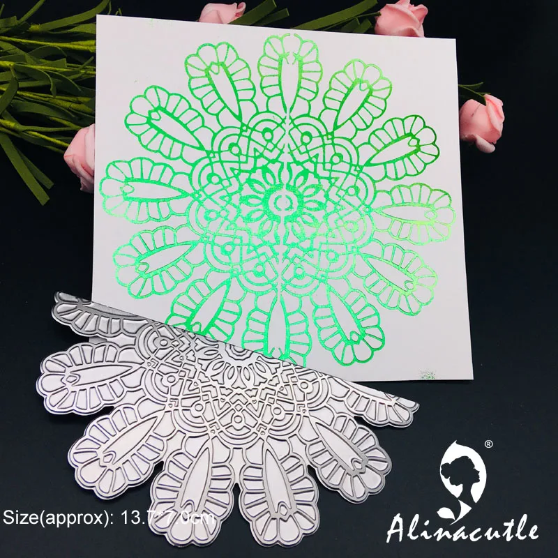 Alinacutle проблесковый горячий фольга пластинчатый штамп половинный круг Doily лоза бумага для скрапбукинга ремесло ручной работы карты удар искусство A