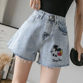 

High waist 2020 new summer is thin loose a-line trendy ins hot pants wide-leg torn edge ripped denim shorts women
