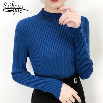 

Womens sweaters 2019 winter turtleneck Full Embroidery Letter harajuku knitted sweater womens sweaters and Pullovers 5277 50
