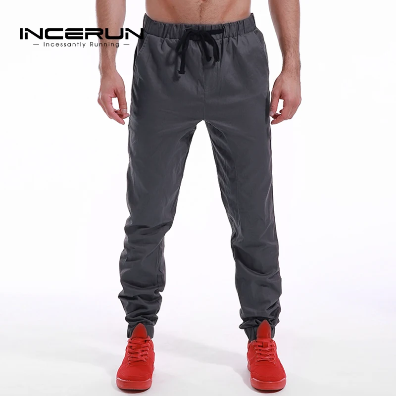 Dark Grey INCERUN повседневные штаны шаровары Slim Fit Мода мужские длинные брюки одежда с эластичной резинкой на талии Jogger спортивные брюки мужские большие размеры Осень - Цвет: Dark Grey