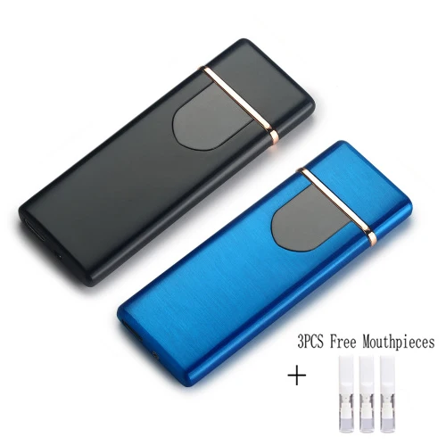 1black 1blue Ультратонкая USB сигарета зажигалка сенсорная Индукционная электронная сигарета зарядка зажигалки металлические ветрозащитные мужские гаджеты для курения - Цвет: 1black 1blue