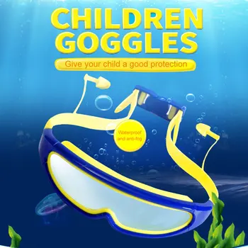 

Children Large Frame Goggles Waterproof Anti-fog Children Swimming Glasses with Conjoined Earplugs WHShopping