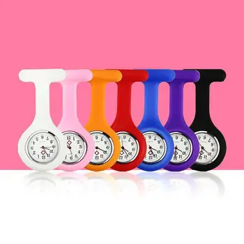

New Solid Color Clip-On Analog Digital Brooch Fob Medical Nurse Pocket Watch Gift Batteries Medical Quartz Watch Decor Accessory