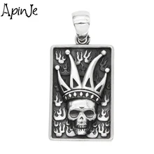 Apinje – pendentif en argent Sterling 925, fait à la main, créatif, collier avec crâne, Poker, thaïlandais, Hip Hop, Punk, bijoux