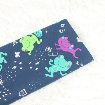 

Dark Blue 100% Pure Cotton Plain Fabric For DIY Sewing Patchwork Cartoon Style Frog Printed Cotton Fabric Home Textile Material